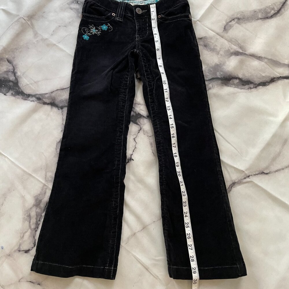 RARE VTG SO Y2K Black Corduroy Flare Pants w/ Matching Embroidered Belt Girls 7 - Picture 10 of 16